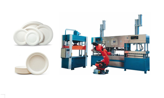 Wheat Straw Pulp Tableware Production Line With Multi - Joints Robot And Stacking Machine