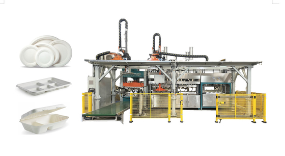 Automated Biodegradable Sugarcane Bagasse Pulp Molding Machine With Double Horizontal Walking Manipulator